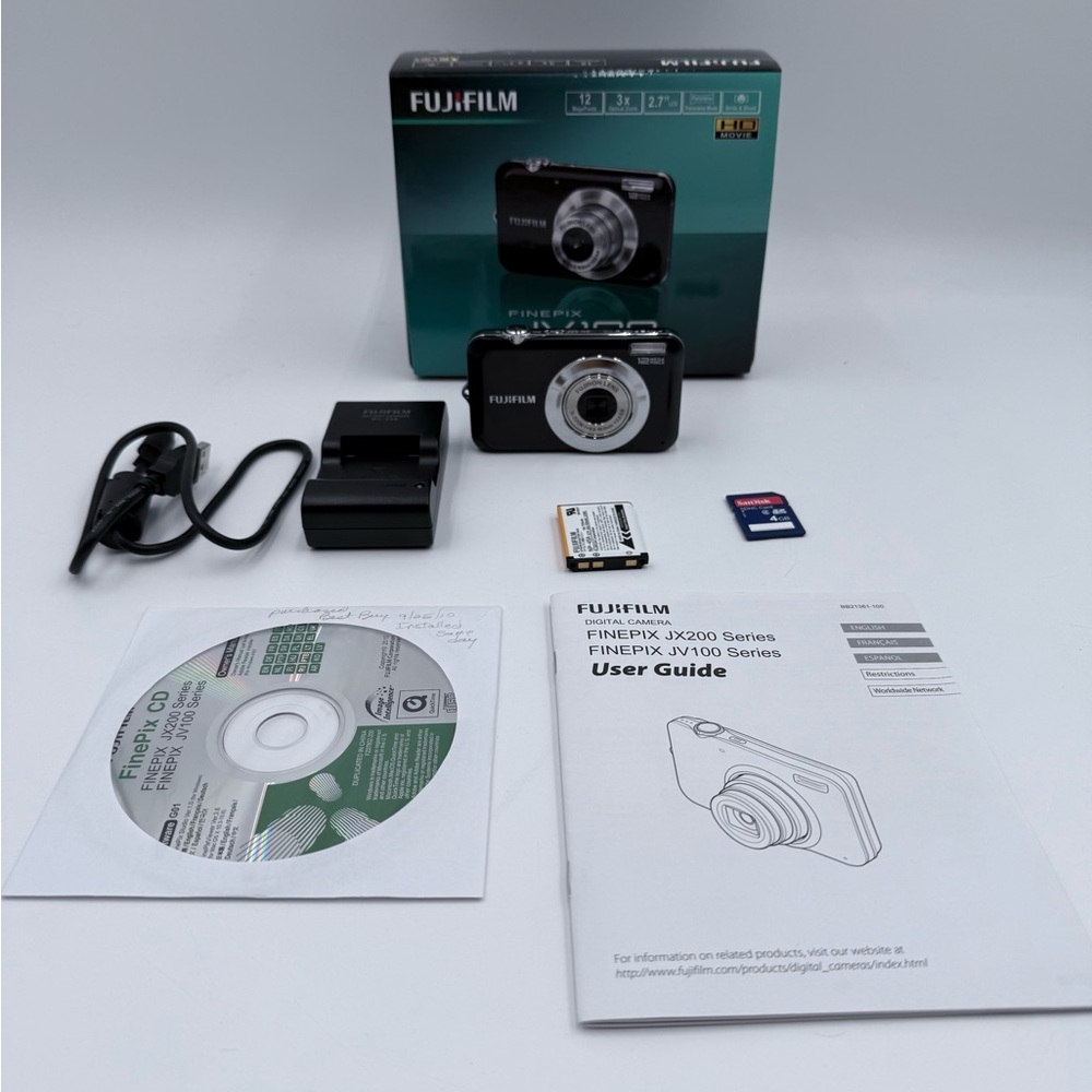 Fujifilm Black Digital Camera Compact Design with USB and Memory Card